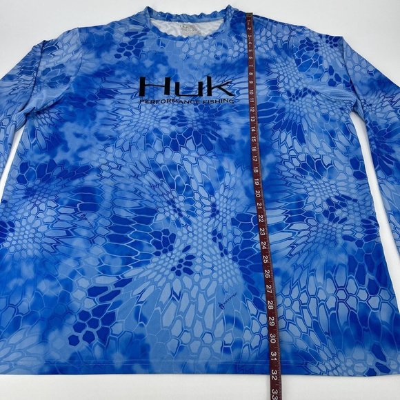 Huk Shirt Mens XXL Blue Kryptex Long Sleeve Crew Neck Performance Fishing‎ - Picture 9 of 12